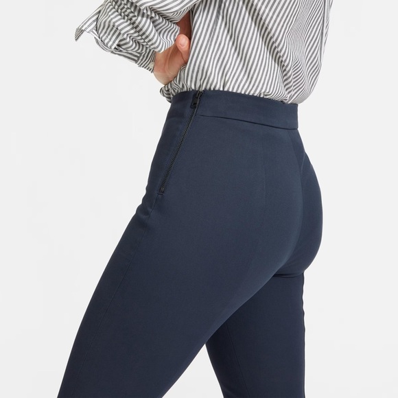 Everlane Pants - EVERLANE Curvy Side-Zip Stretch Cotton Pants in Navy